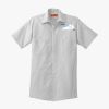 Short Sleeve Striped Industrial Work Shirt Thumbnail